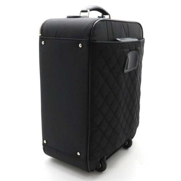 CHANEL CC Quilted Nylon Luggage Carry-on Trolley Wheels Travel Bag Baggage Tote - Picture 7 of 16